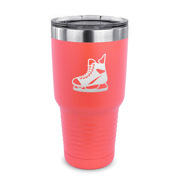 Custom Hockey 30 oz Stainless Steel Tumbler - Coral - Single Sided