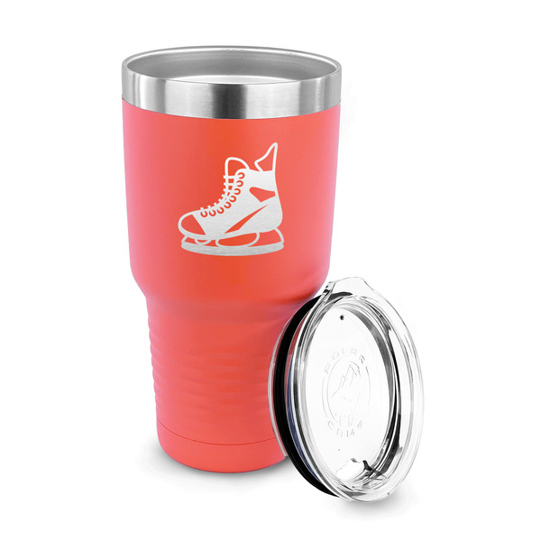 Hockey 30 oz Stainless Steel Ringneck Tumblers - Coral - LID OFF