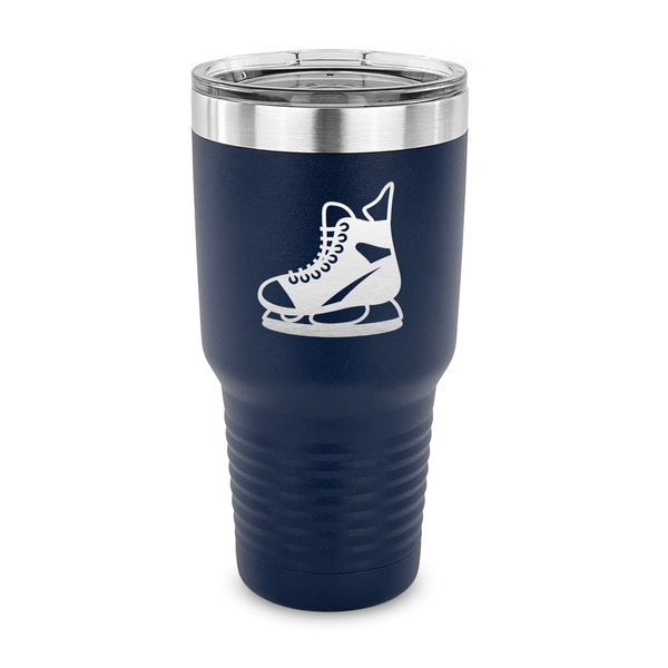 Custom Hockey 30 oz Stainless Steel Tumbler - Navy - Single Sided