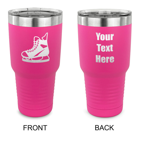 Custom Hockey 30 oz Stainless Steel Tumbler - Pink - Double Sided (Personalized)