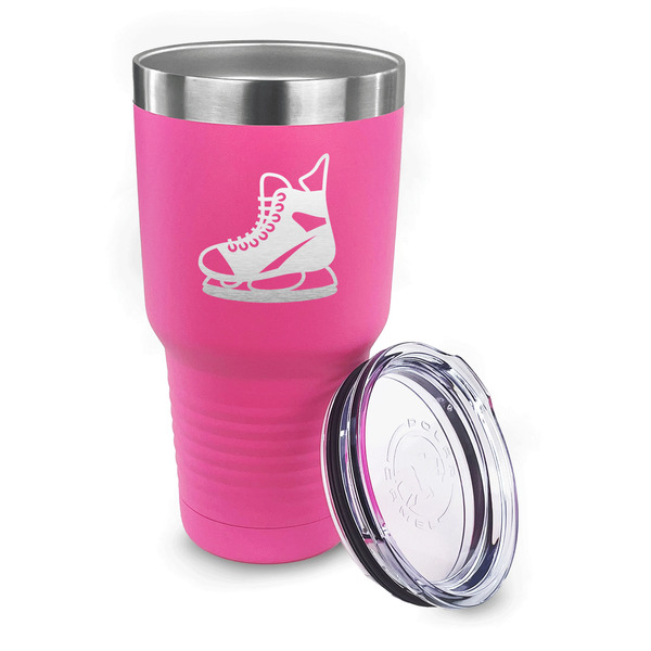 Hockey 30 oz Stainless Steel Ringneck Tumblers - Pink - LID OFF