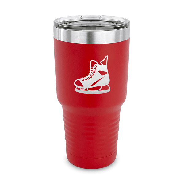 Custom Hockey 30 oz Stainless Steel Tumbler - Red - Single Sided