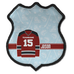 Hockey Iron On Shield Patch C w/ Name and Number