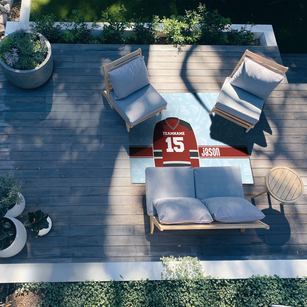 Hockey 5'x7' Patio Rug - In context