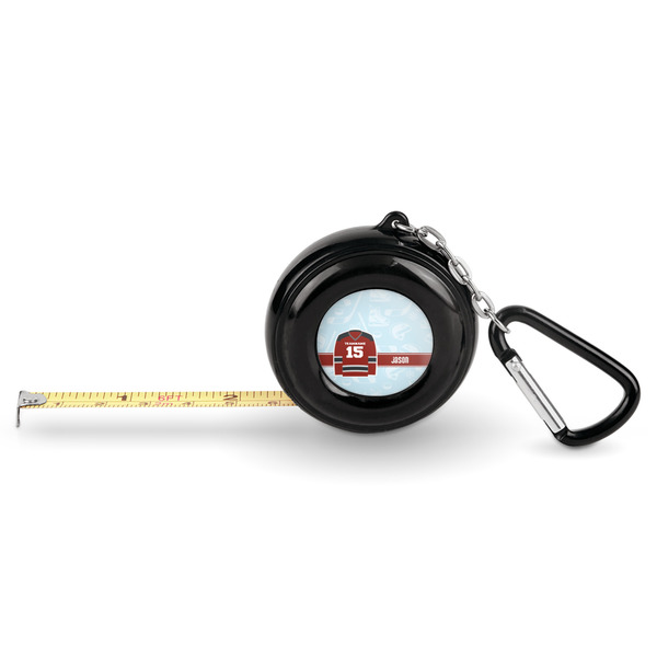Custom Hockey Pocket Tape Measure - 6 Ft w/ Carabiner Clip (Personalized)