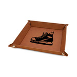 Hockey 6" x 6" Faux Leather Valet Tray w/ Name and Number