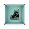 Hockey 6" x 6" Teal Leatherette Snap Up Tray - FOLDED UP