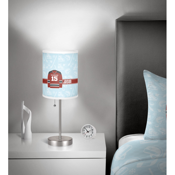Hockey 7 inch drum lamp shade - in room