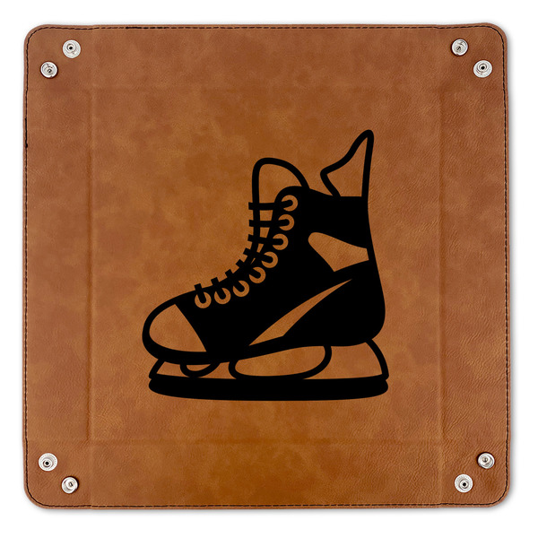 Hockey 9" x 9" Leatherette Snap Up Tray - APPROVAL (FLAT)