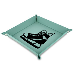 Hockey 9" x 9" Teal Faux Leather Valet Tray