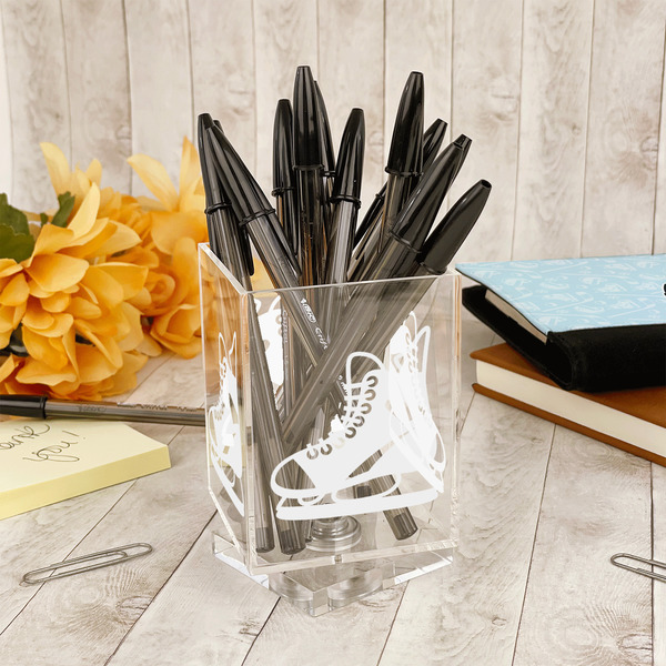 Hockey Acrylic Pencil Holder - IN CONTEXT