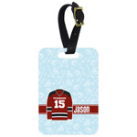 Hockey Metal Luggage Tag w/ Name and Number