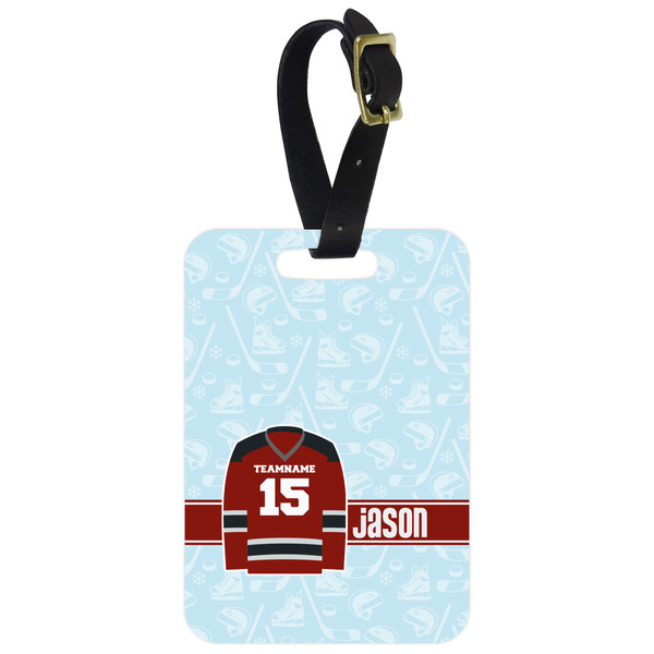 Custom Hockey Metal Luggage Tag w/ Name and Number
