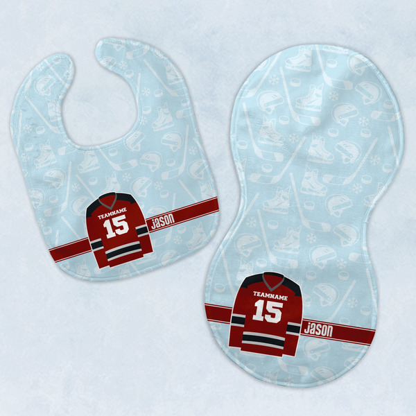 Custom Hockey Baby Bib & Burp Set w/ Name and Number