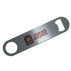 Hockey Bar Bottle Opener - Silver w/ Name and Number