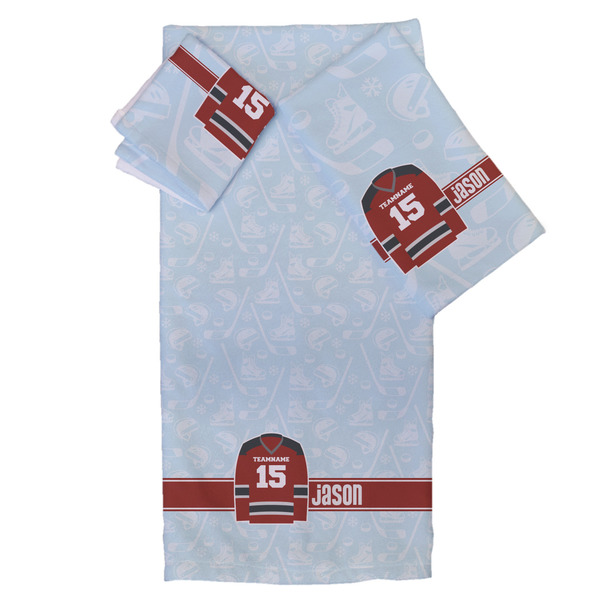 Custom Hockey Bath Towel Set - 3 Pcs (Personalized)