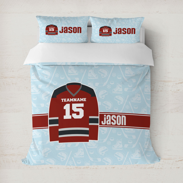 Custom Hockey Duvet Cover Set - Full / Queen (Personalized)