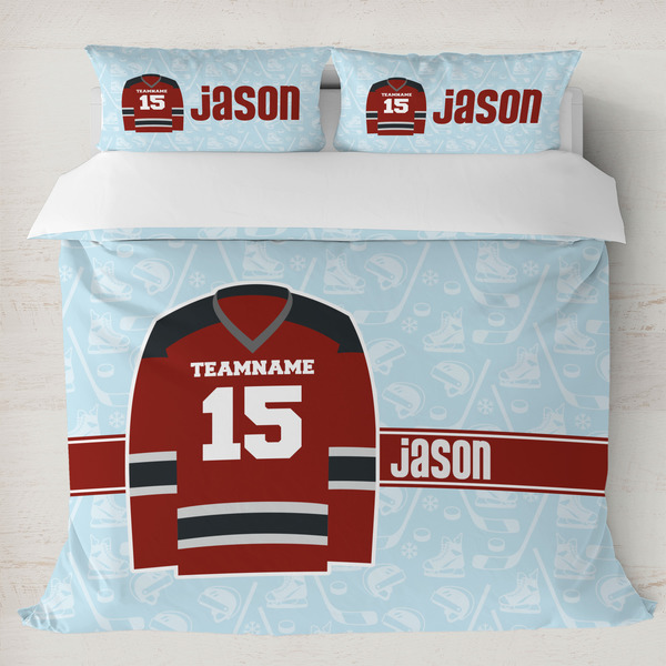 Custom Hockey Duvet Cover Set - King (Personalized)