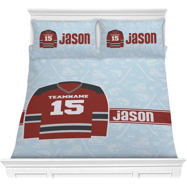 Custom Hockey Comforter Set - Full / Queen (Personalized)