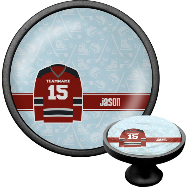 Custom Hockey Cabinet Knob (Black) (Personalized)