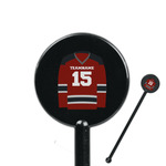 Hockey 5.5" Round Plastic Stir Sticks - Black - Single Sided (Personalized)