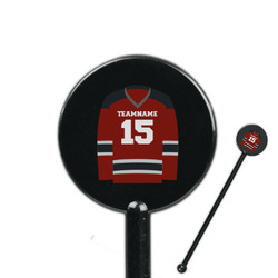 Hockey 5.5" Round Plastic Stir Sticks - Black - Single Sided (Personalized)