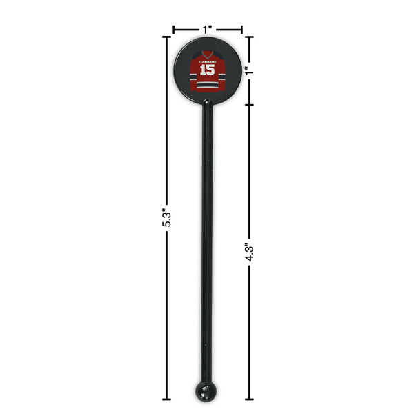 Hockey Black Plastic 5.5" Stir Stick - Round - Dimensions