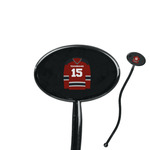 Hockey 7" Oval Plastic Stir Sticks - Black - Single Sided (Personalized)