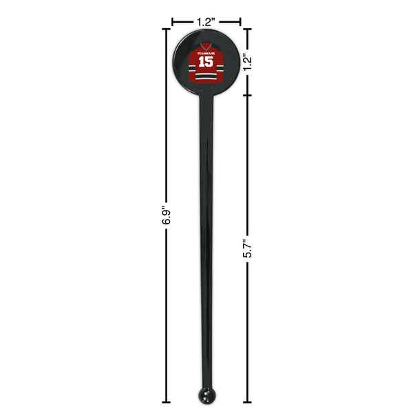 Hockey Black Plastic 7" Stir Stick - Round - Dimensions