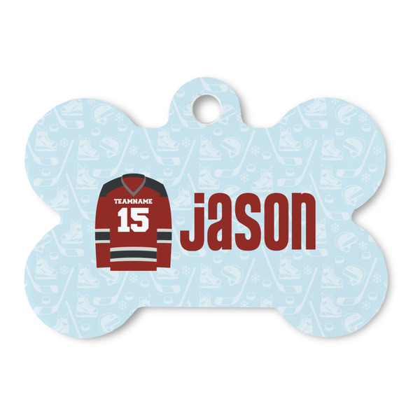 Custom Hockey Bone Shaped Dog ID Tag - Large (Personalized)