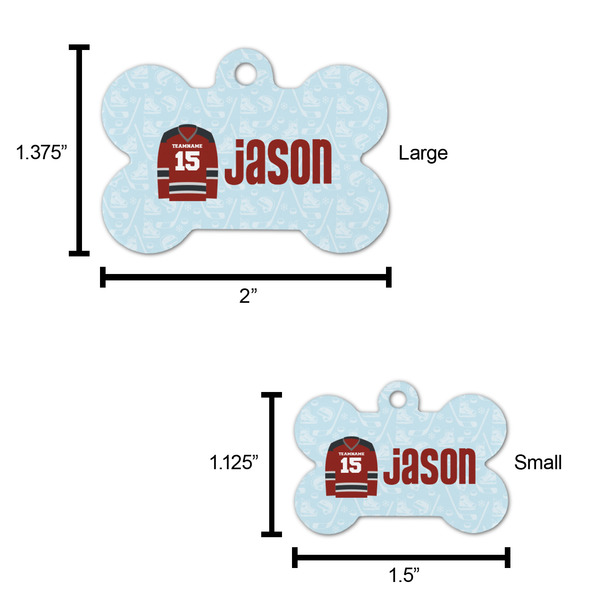 Hockey Bone Shaped Dog ID Tag - Large - Scale