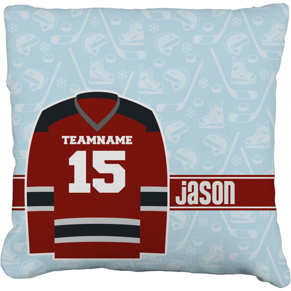 Custom Hockey Faux-Linen Throw Pillow 18" (Personalized)