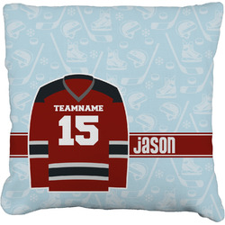 Hockey Faux-Linen Throw Pillow 20" (Personalized)