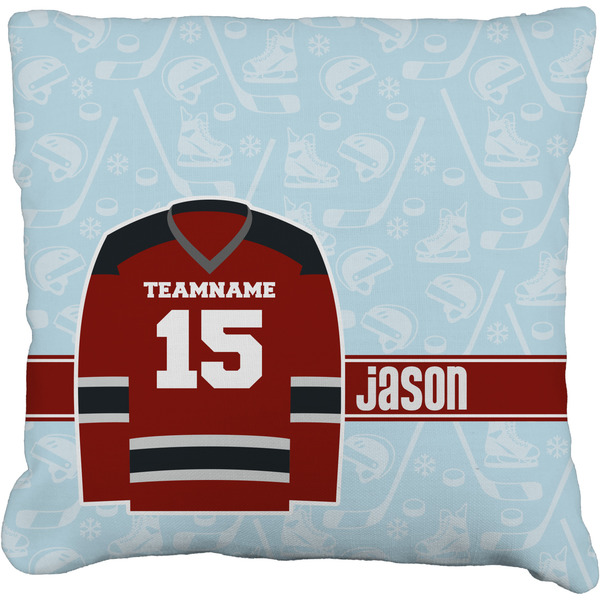 Custom Hockey Faux-Linen Throw Pillow 20" (Personalized)