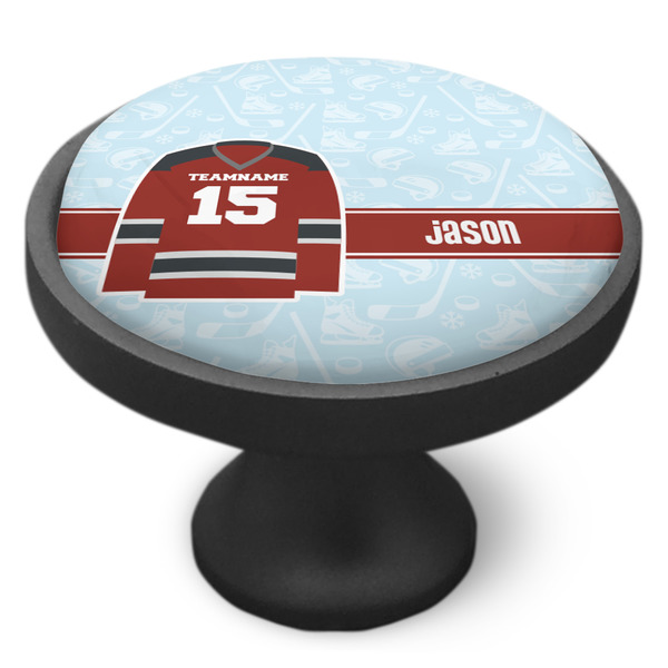 Hockey Cabinet Knob - Black - Side