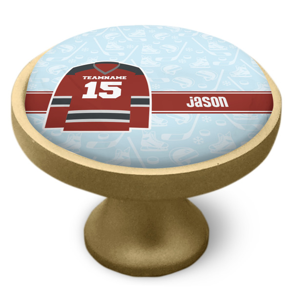 Hockey Cabinet Knob - Gold - Side