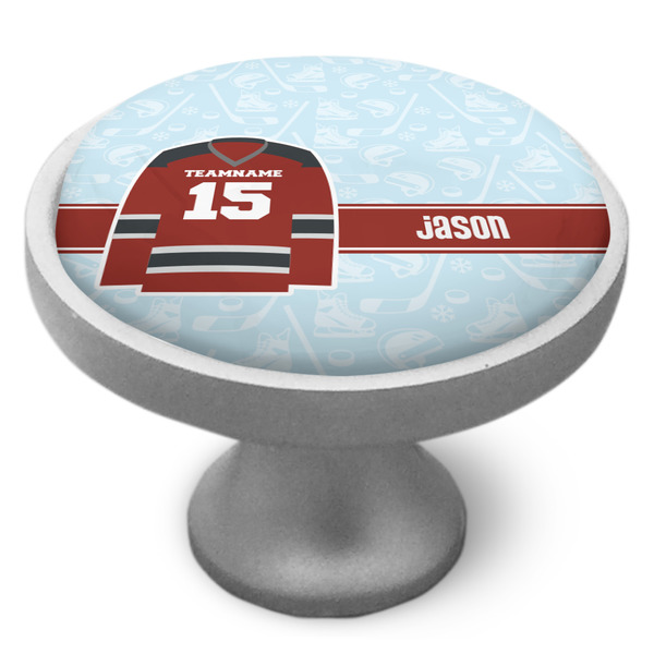 Hockey Cabinet Knob - Nickel - Side