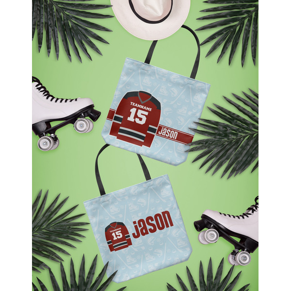 Hockey Canvas Tote Lifestyle Front and Back