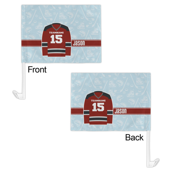 Hockey Car Flag - 11" x 8" - Front & Back View