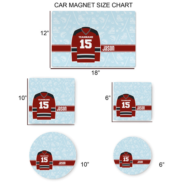 Hockey Car Magnets - SIZE CHART