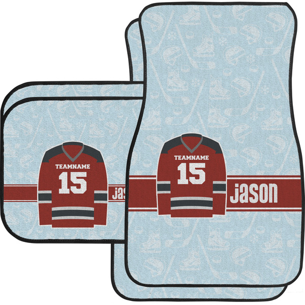 Custom Hockey Car Floor Mats Set - 2 Front & 2 Back (Personalized)