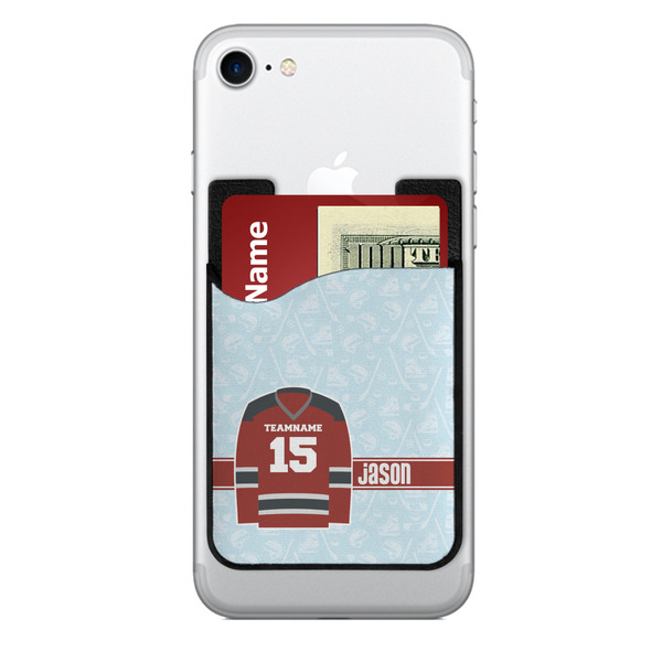 Custom Hockey 2-in-1 Cell Phone Credit Card Holder & Screen Cleaner (Personalized)