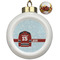 Hockey Ceramic Christmas Ornament - Poinsettias (Front View)