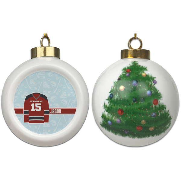 Hockey Ceramic Christmas Ornament - X-Mas Tree (APPROVAL)