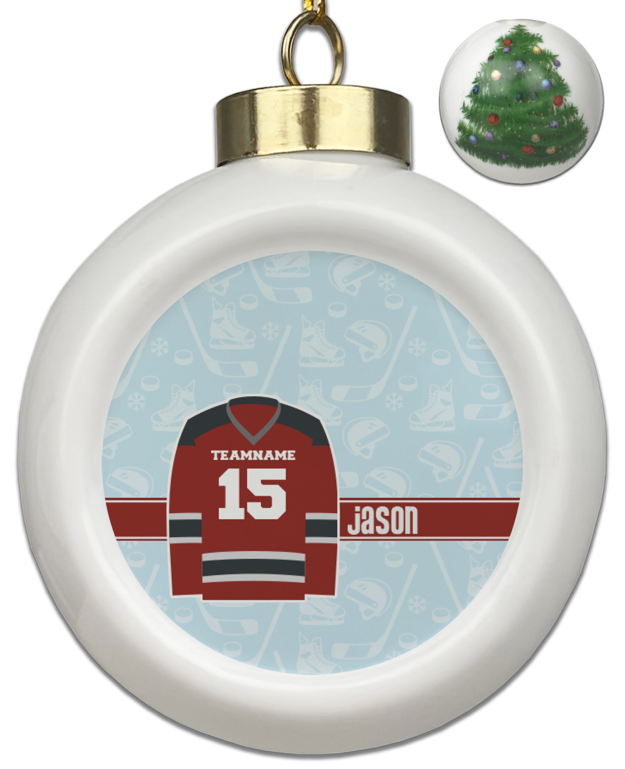 Hockey Ceramic Ball Ornament Christmas Tree (Personalized