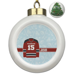 Hockey Ceramic Ball Ornament - Christmas Tree (Personalized)