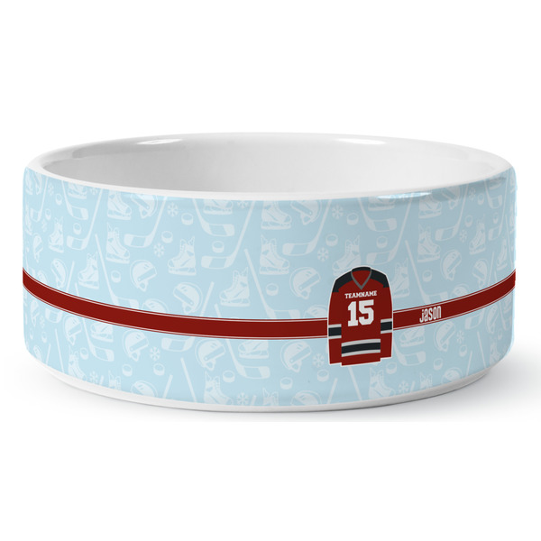 Hockey Ceramic Dog Bowl - Medium - Front