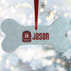 Hockey Ceramic Dog Ornament w/ Name and Number
