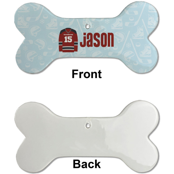 Hockey Ceramic Flat Ornament - Bone Front & Back Single Print (APPROVAL)