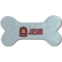 Hockey Ceramic Dog Ornament - Front w/ Name and Number